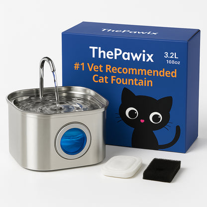 ThePawix™ Stainless Steel Water Fountain